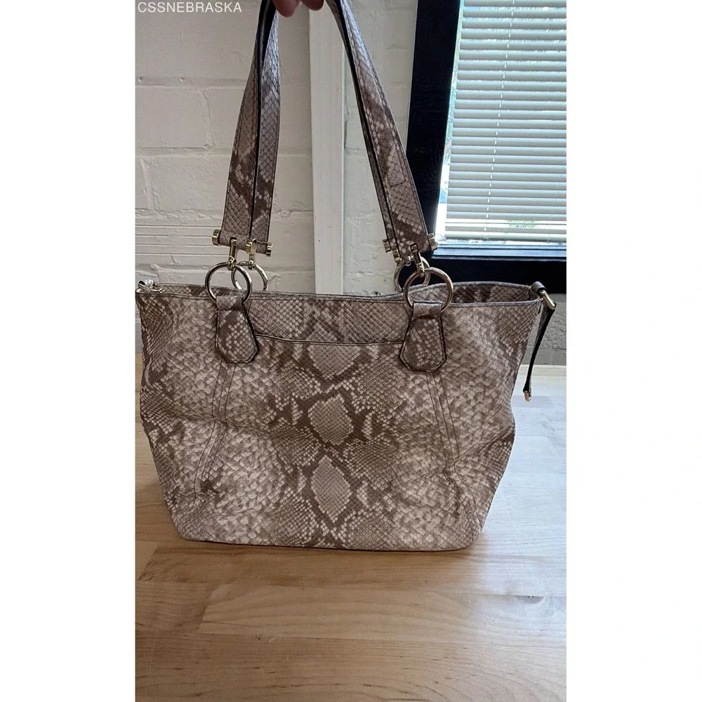 Michael Kors Tan Snakeskin Embossed Leather Hobo Shoulder Bag Tassel Large
